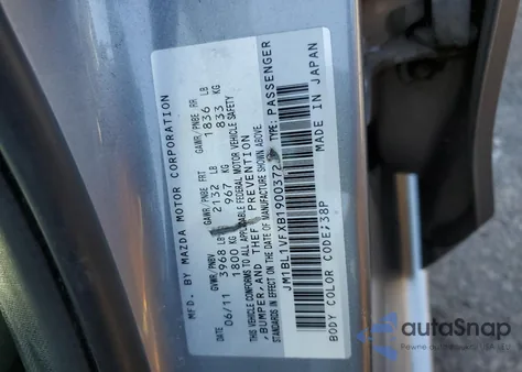 2011 Mazda 3 I из США, поврежденный, VIN JM1BL1VFXB1900372